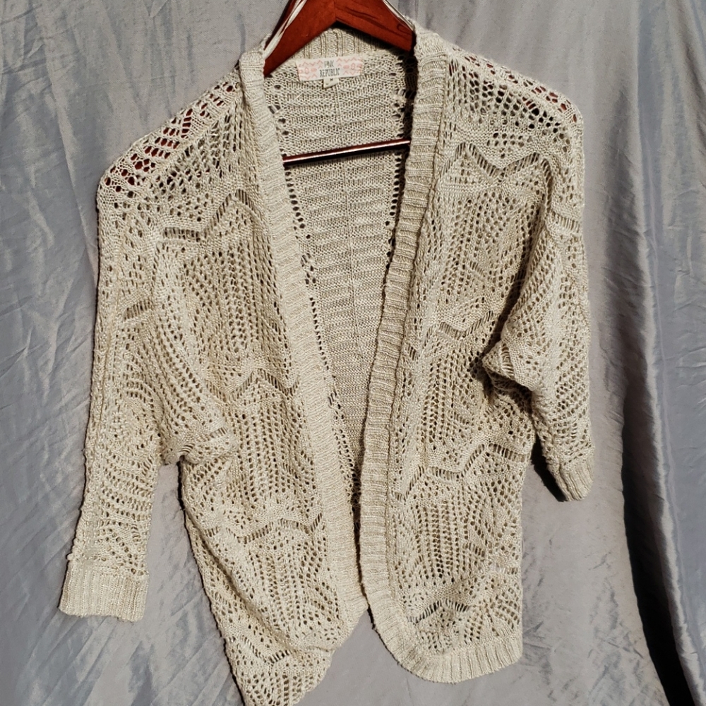 NWT Pink Republic Women Cardigan Sweater Cream Oat